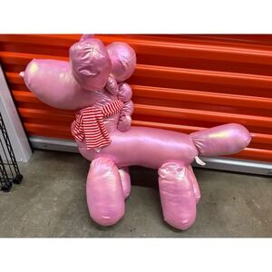 Large 36" Pink Balloon Dog Plush Toy Stuffed Animal w/ Scarf Large Novelty Gift